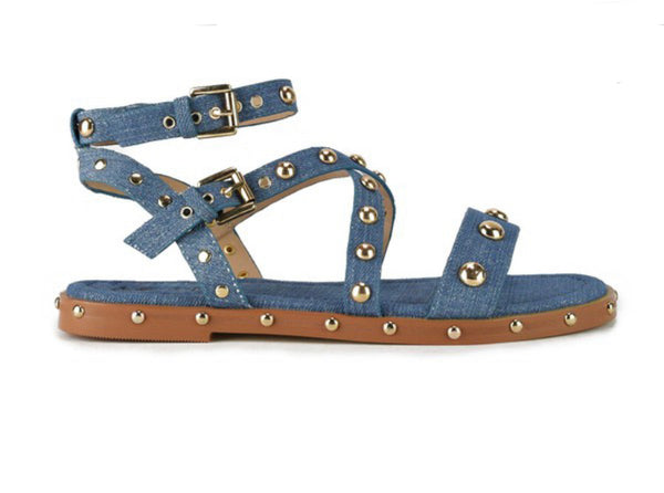 $25 Denim Ankle Strap Sandals
